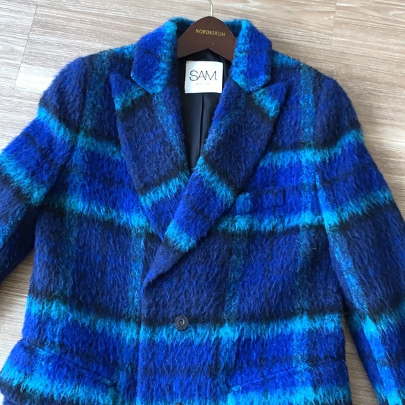 SAM New York brushed wool multicolored women’s size small pea coat made Bulgaria - Picture 16 of 17